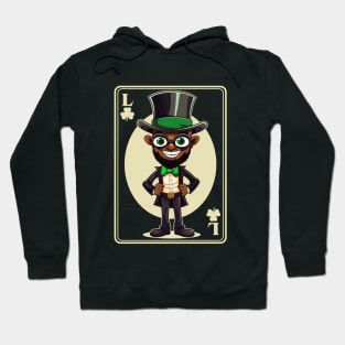 Black Leprechaun Shamrock Card St Paddys Day Festival Hoodie